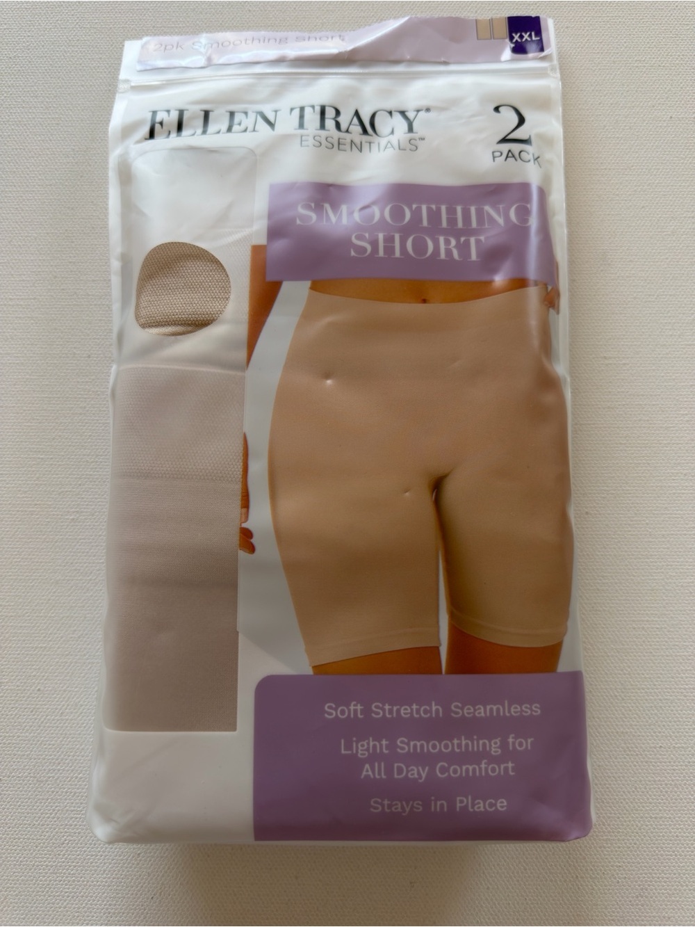 NWT Ellen Tracy Essentials Smoothing Short Color Sun Beige Size 2XL 2pack (KB9)